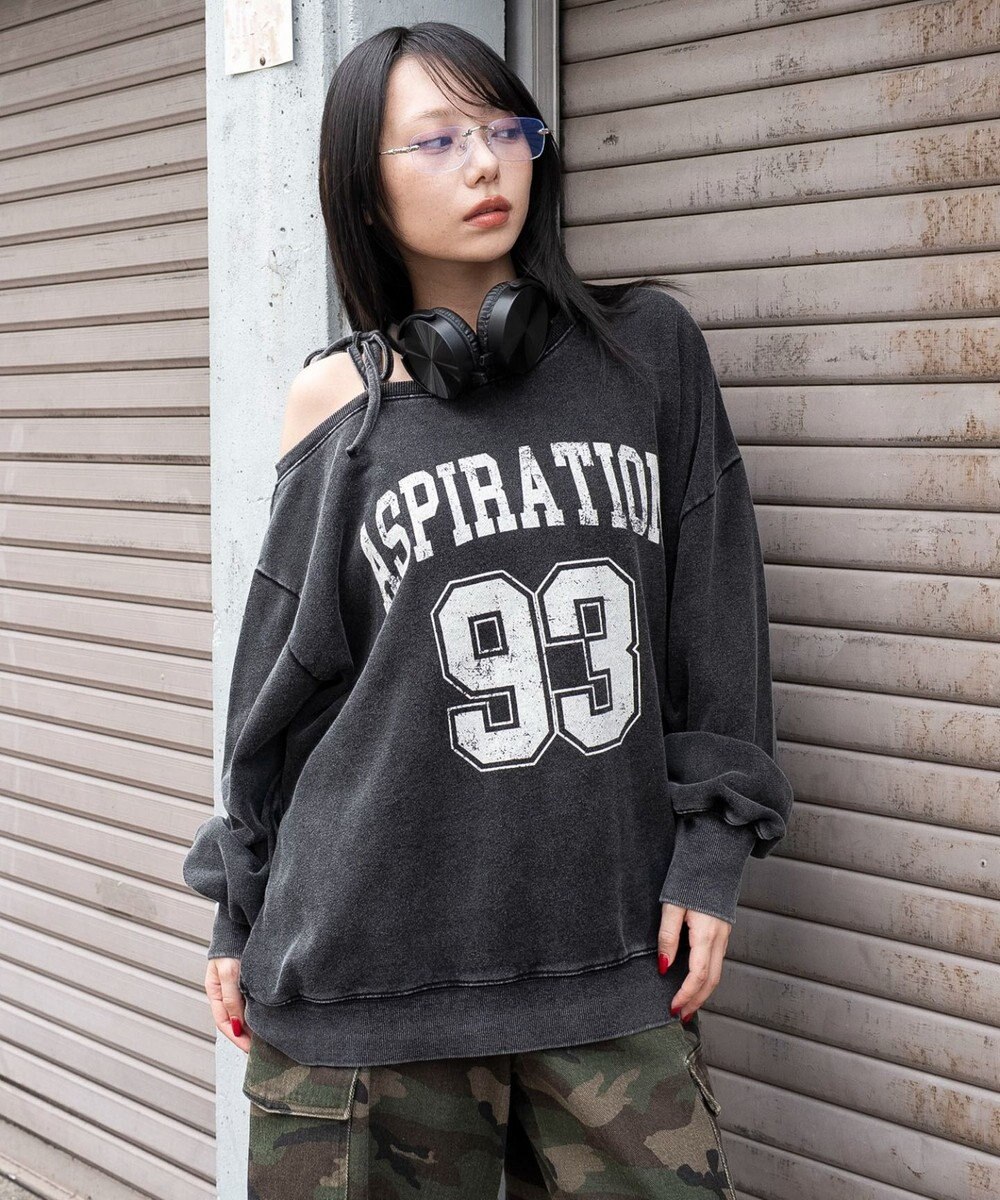 WEGO 【25年秋冬新作】2WAYグラフィックワンショルBIGスウェット 