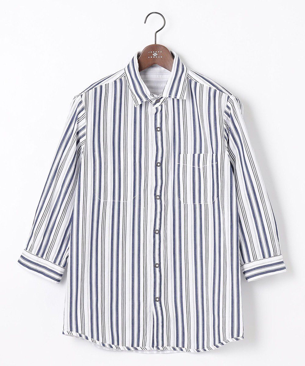 JOSEPH ABBOUD 【1枚で2通りの着こなし】オーガニックコットンリバーシブル 七分袖シャツ 