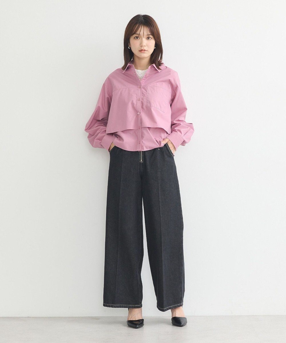 earth music&ecology ロールアップスリーブボクシーシャツ 