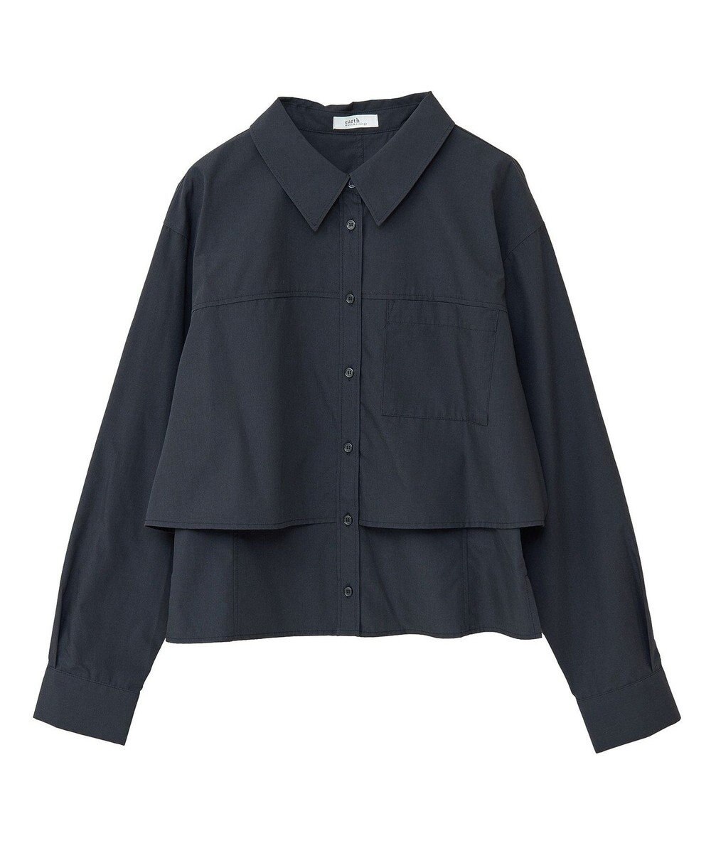 earth music&ecology ロールアップスリーブボクシーシャツ 