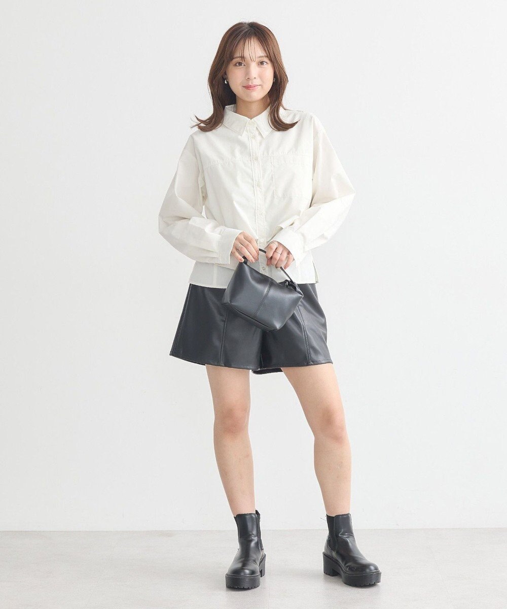 earth music&ecology ロールアップスリーブボクシーシャツ 