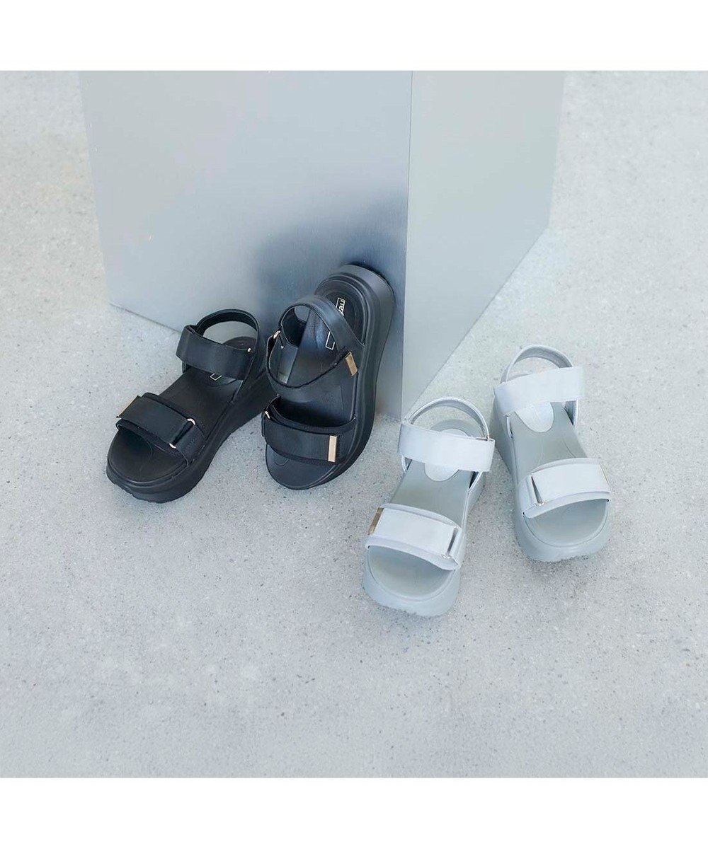 MODE ET JACOMO <noyau>厚底サテンベルクロスポーツサンダル 