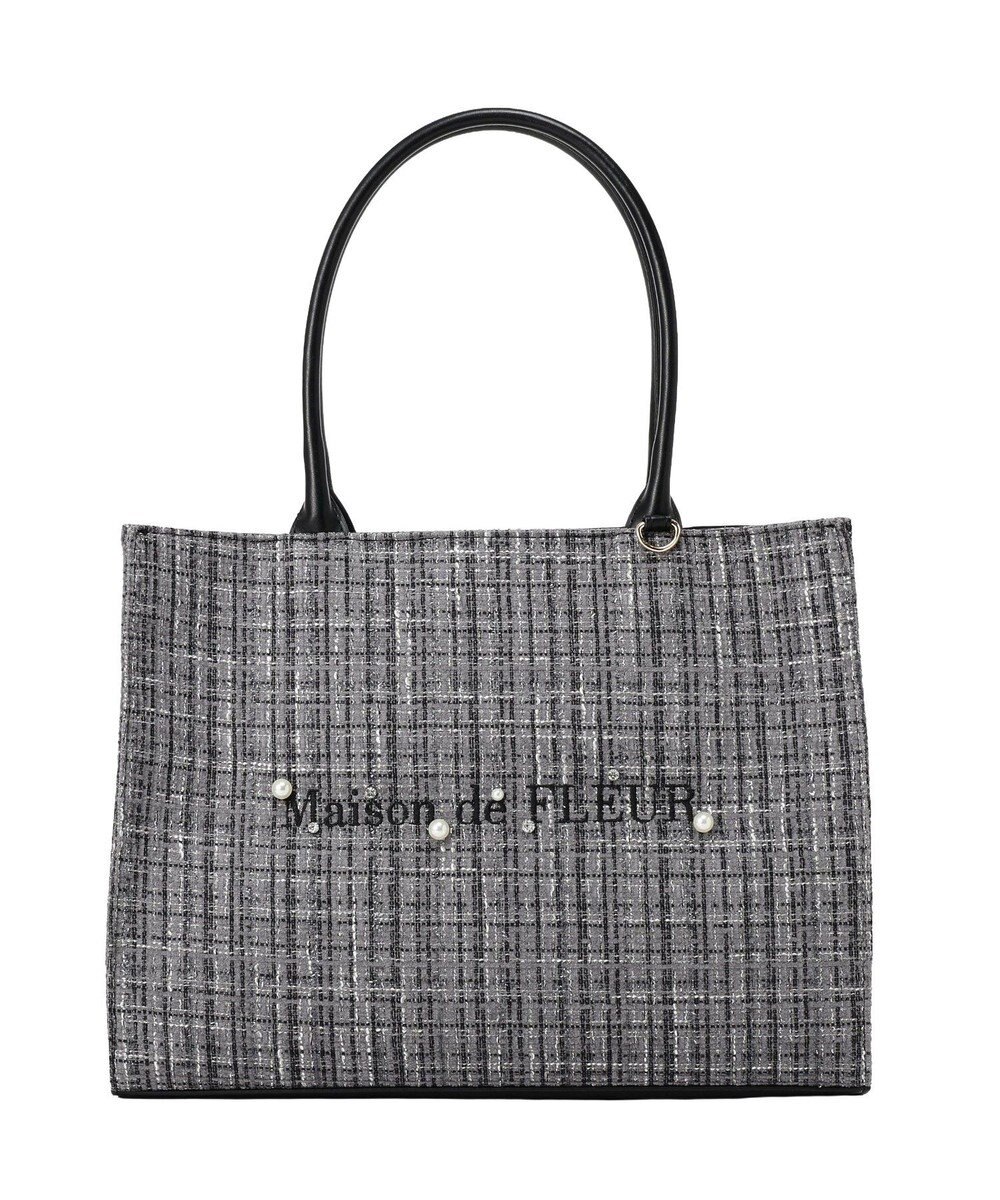 Maison de FLEUR ビジューツイードスクエアトートバッグ 
