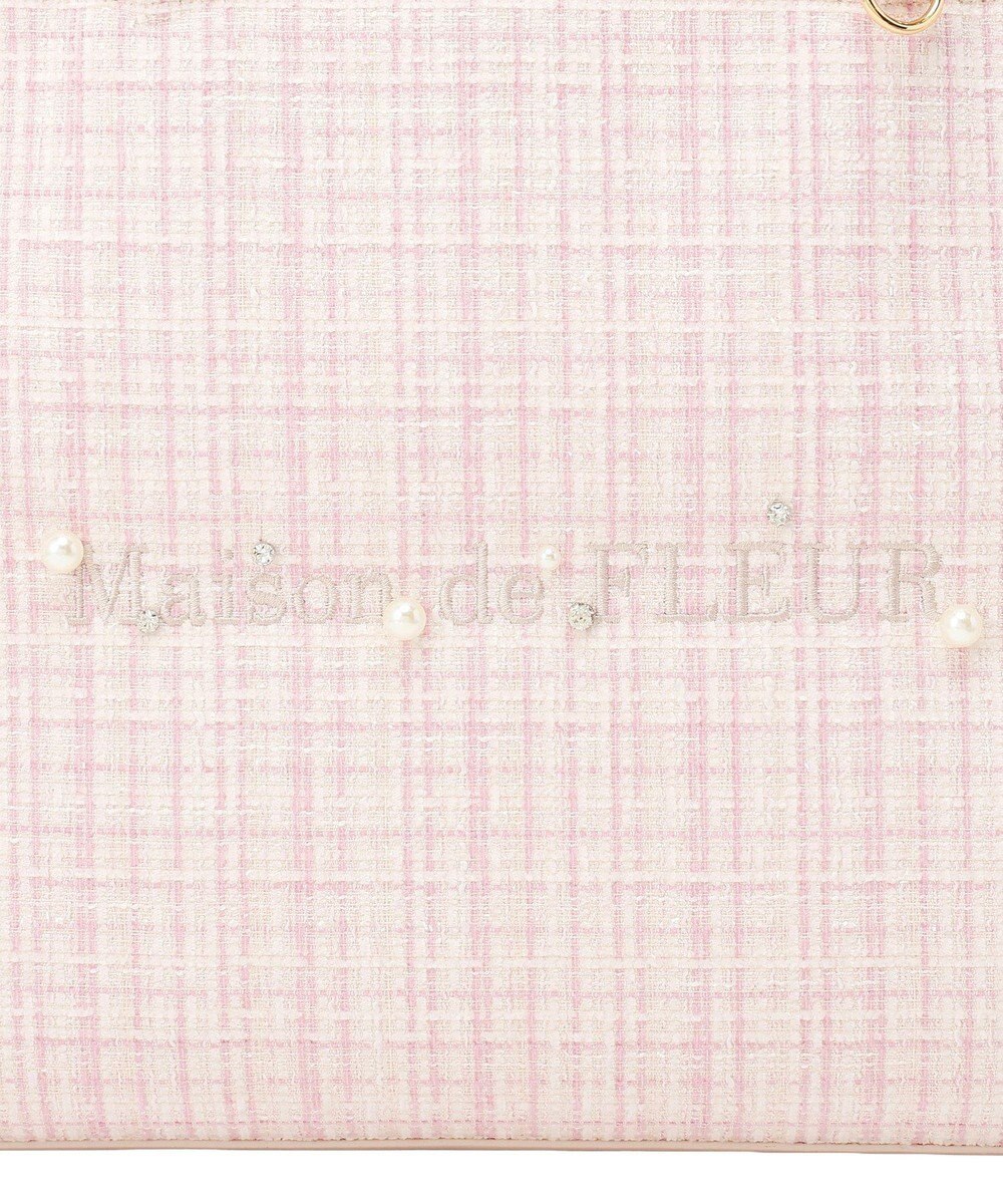 Maison de FLEUR ビジューツイードスクエアトートバッグ 