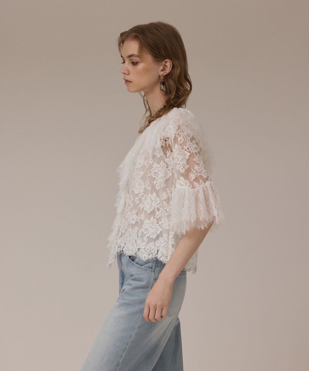 GRACE CONTINENTAL レースコンビフリルブラウス 