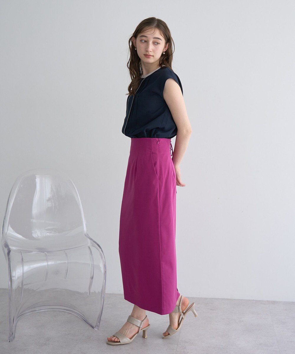 YECCA VECCA 配色タックデザインブラウス 