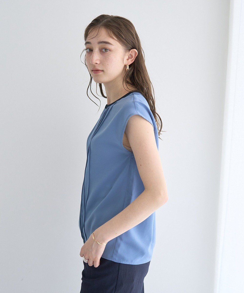 YECCA VECCA 配色タックデザインブラウス 