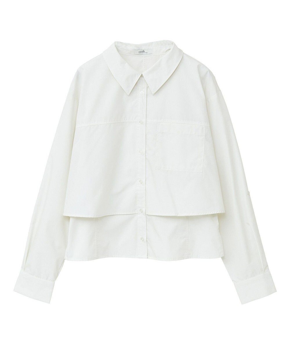 earth music&ecology ロールアップスリーブボクシーシャツ 