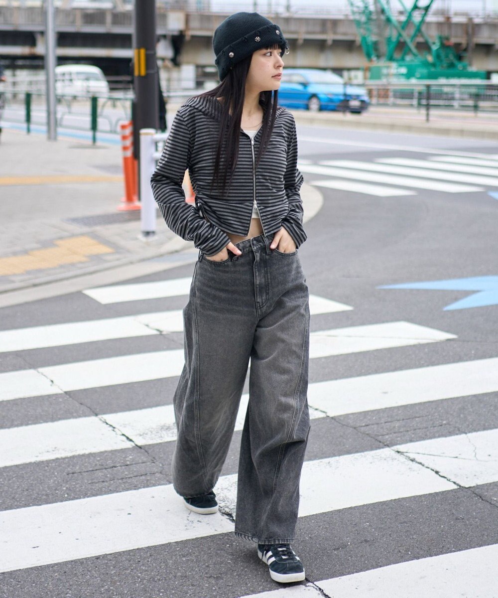 WEGO 【ユニセックス着用ITEM/SMLサイズ展開】カバーフィットバルーンデニムパンツ 