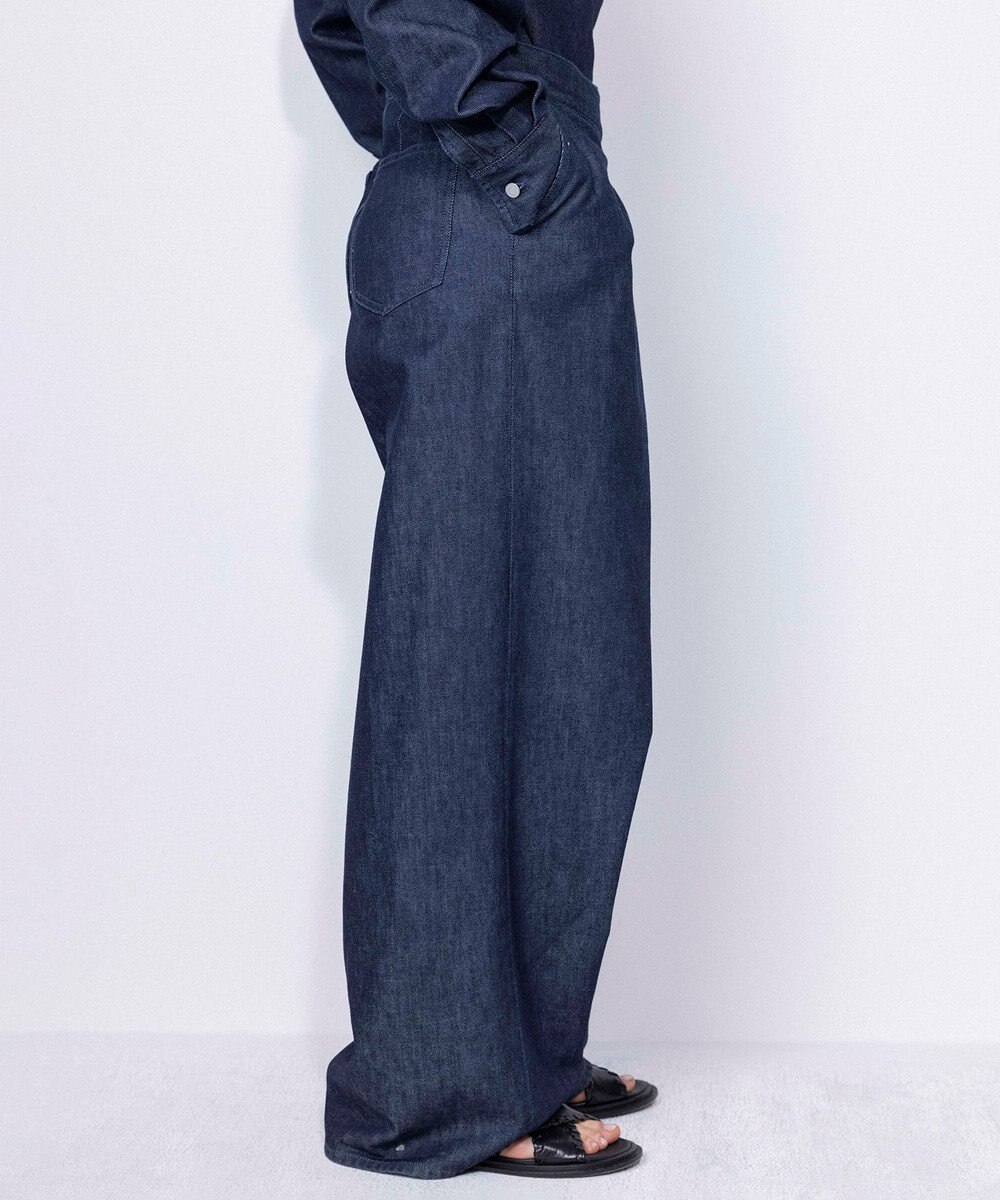 NAVE 【ReNave・セットアップ可/洗える】マーセライズデニム ラップワイドパンツ 