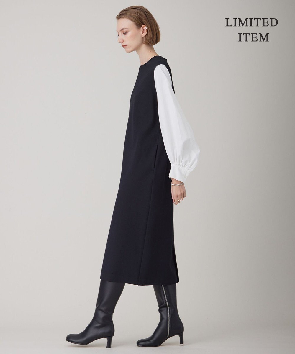 ICB L 【WEB限定・洗える】ストレッチポンチ ドッキングワンピース 