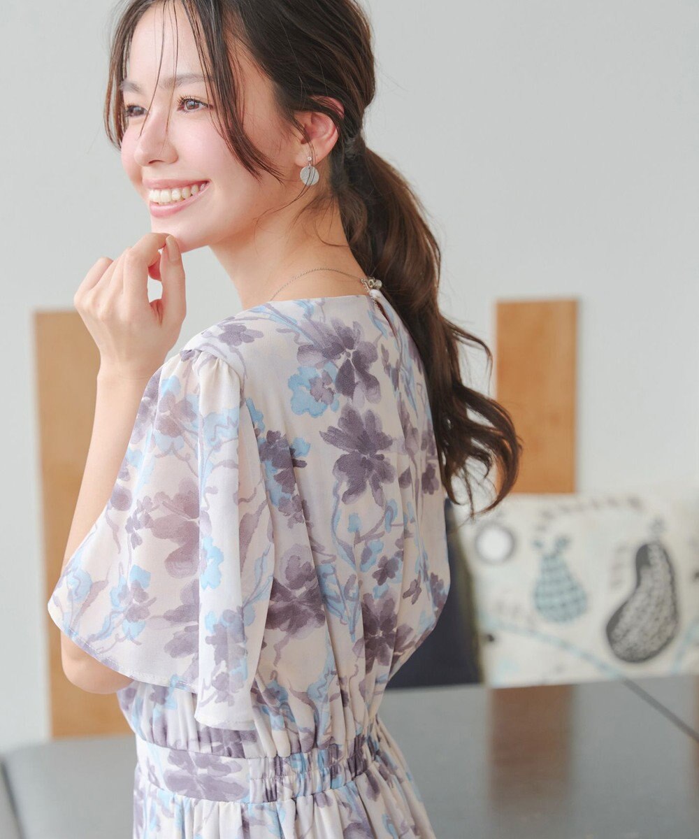 Tiaclasse 【小倉優子さん着用・洗える】大花柄シフォンワンピース 