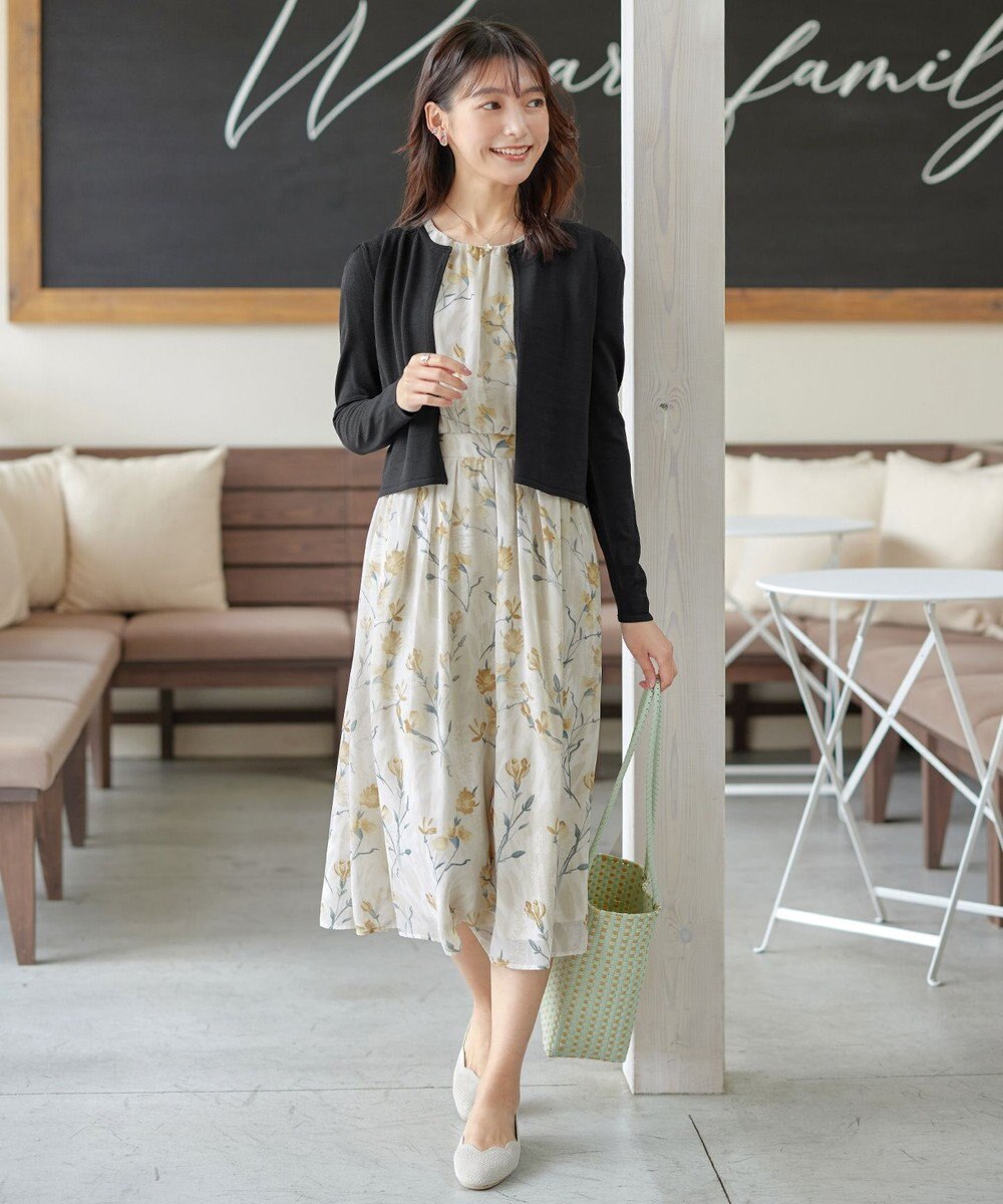 Tiaclasse 【小倉優子さん着用・洗える】大花柄シフォンワンピース 