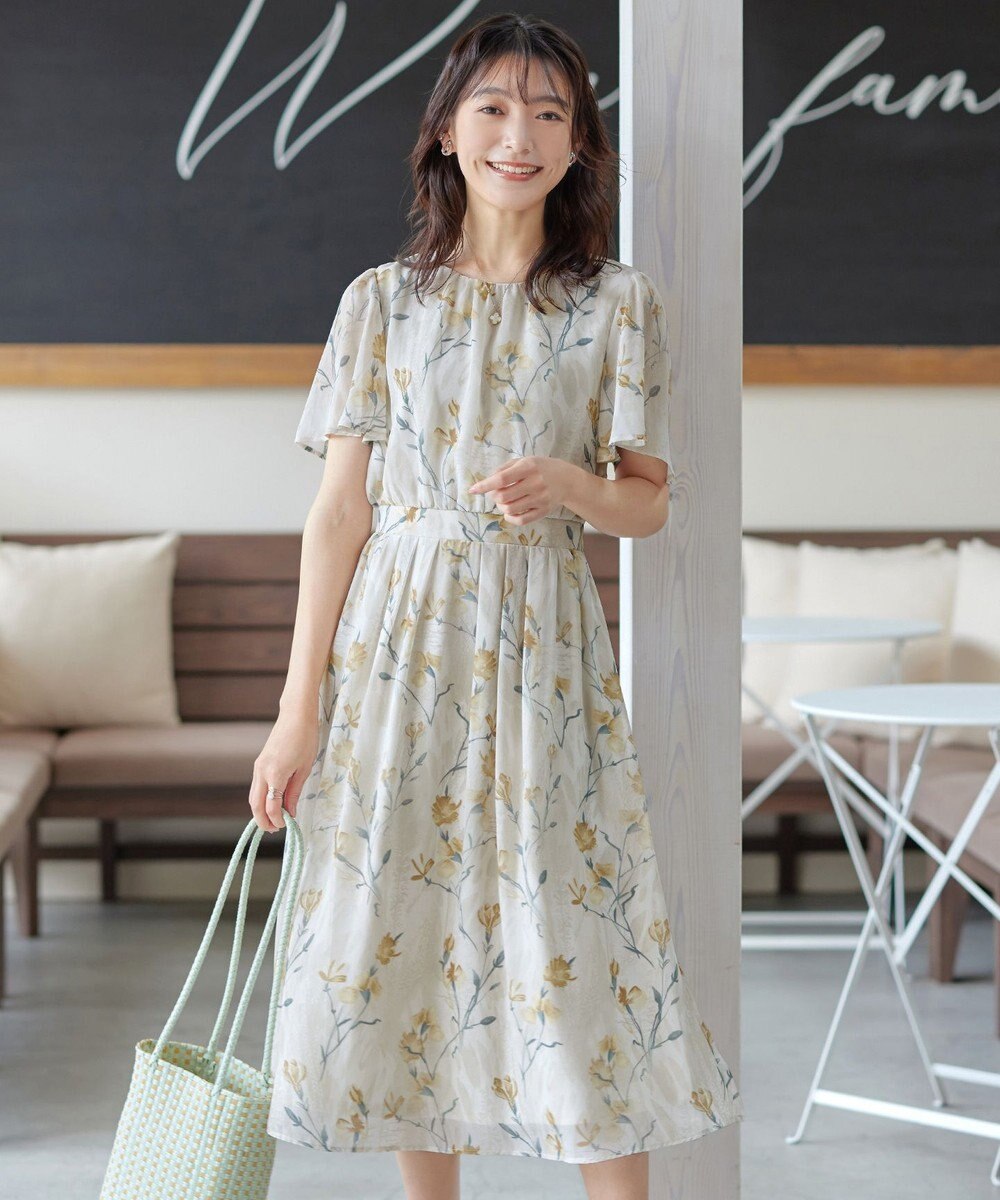 Tiaclasse 【小倉優子さん着用・洗える】大花柄シフォンワンピース 