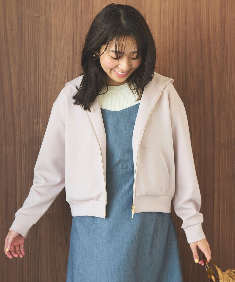 Feroux 【洗える】ダブルジップダンボールロゴ パーカー 