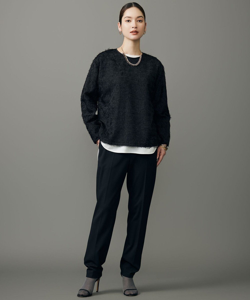 自由区 L 【19号サイズまで展開】TRギャバ裏起毛テーパード パンツ 