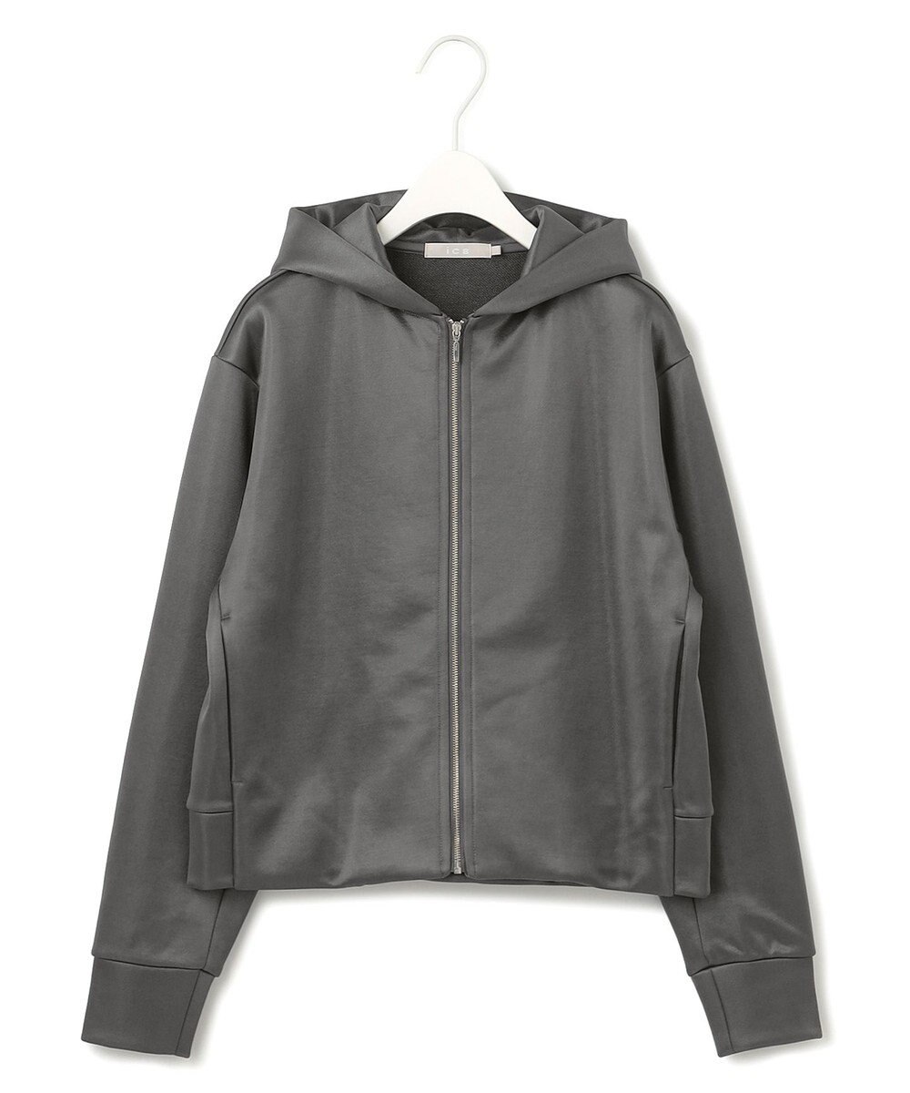 ICB 【洗える】サテンボンディング ジップアップパーカー 