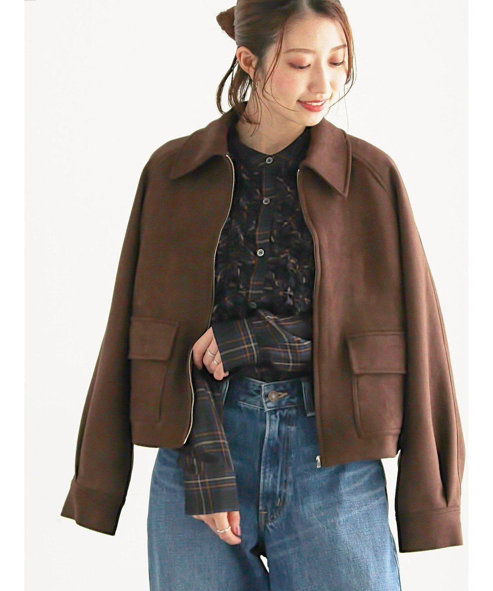 Te chichi ファブリックアソート衿付きブルゾン 