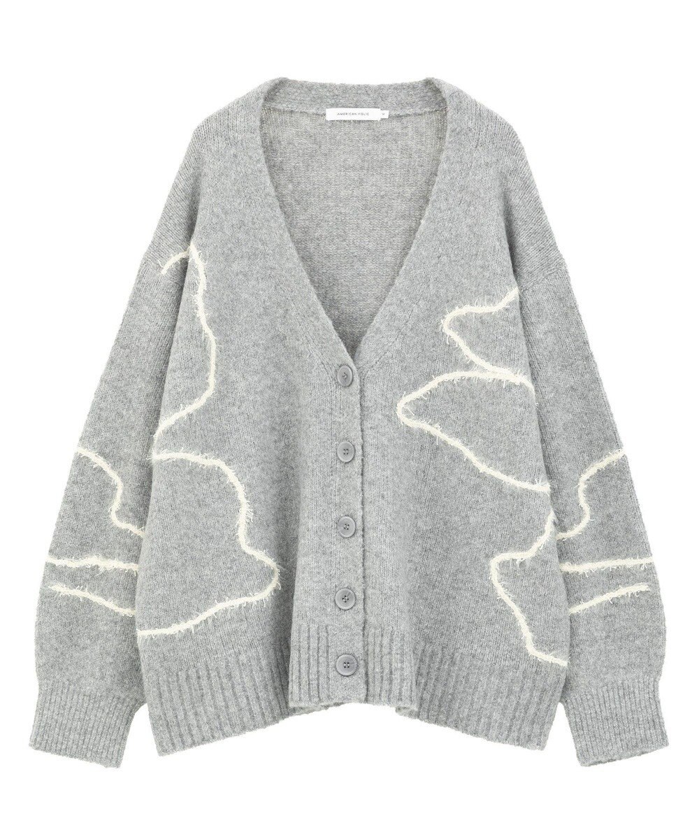 AMERICAN HOLIC ニュアンスライン柄Ｖネックカーディガン 
