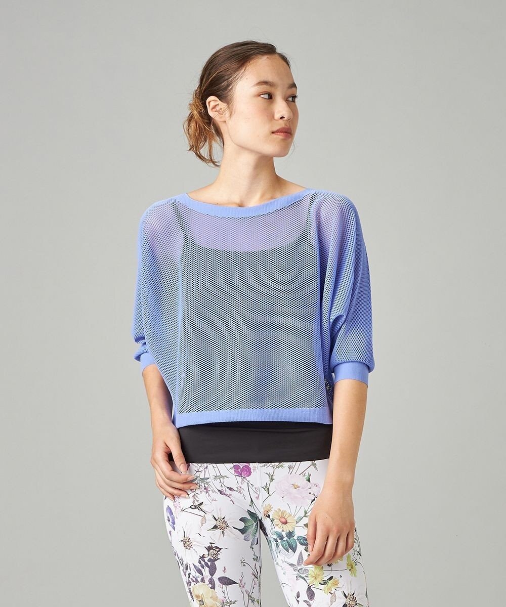Chacott 【ノーソーイングニット】7分袖メッシュニットTシャツ 