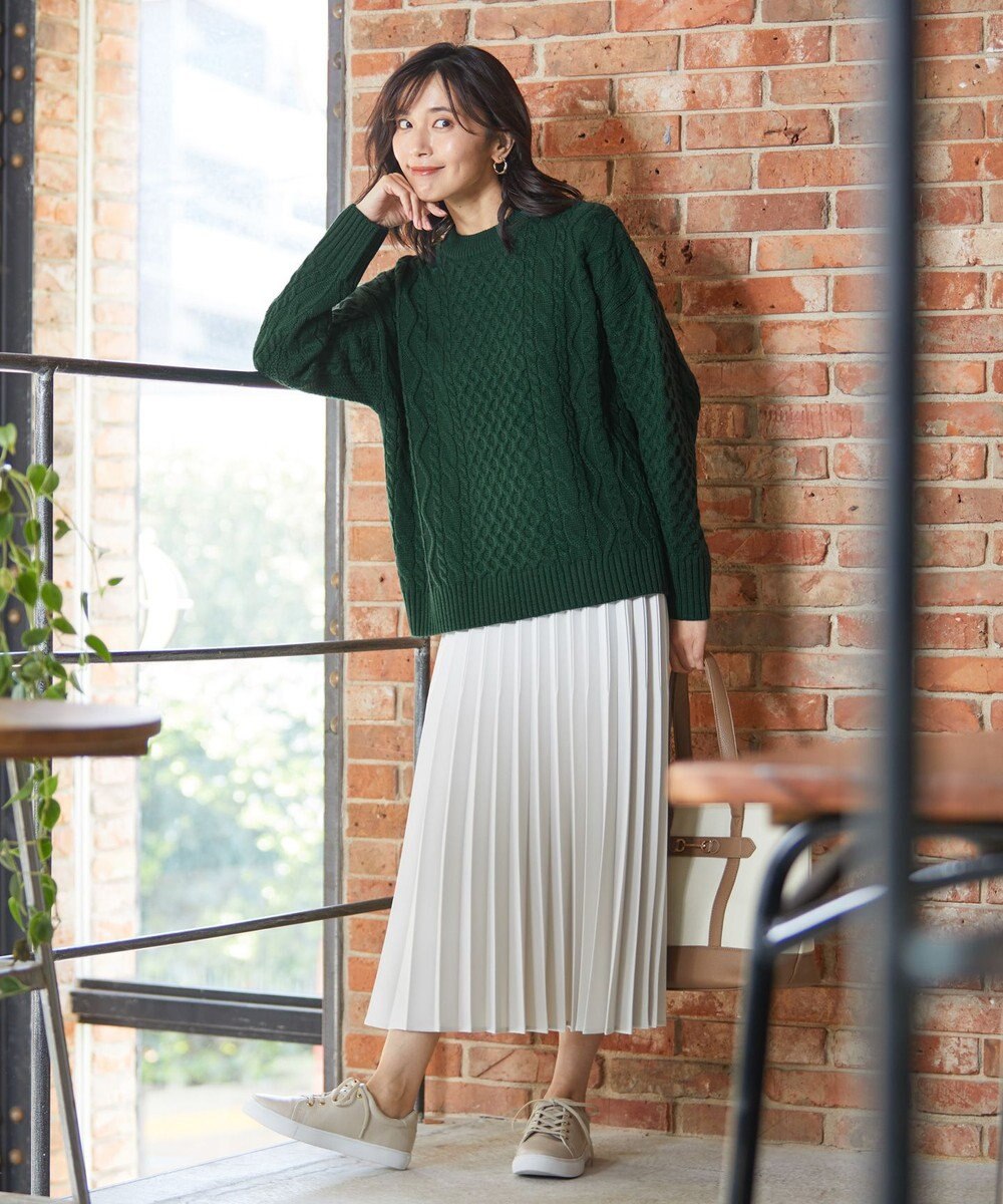 ANY L 【洗濯機可】ソフトタッチケーブルニット 