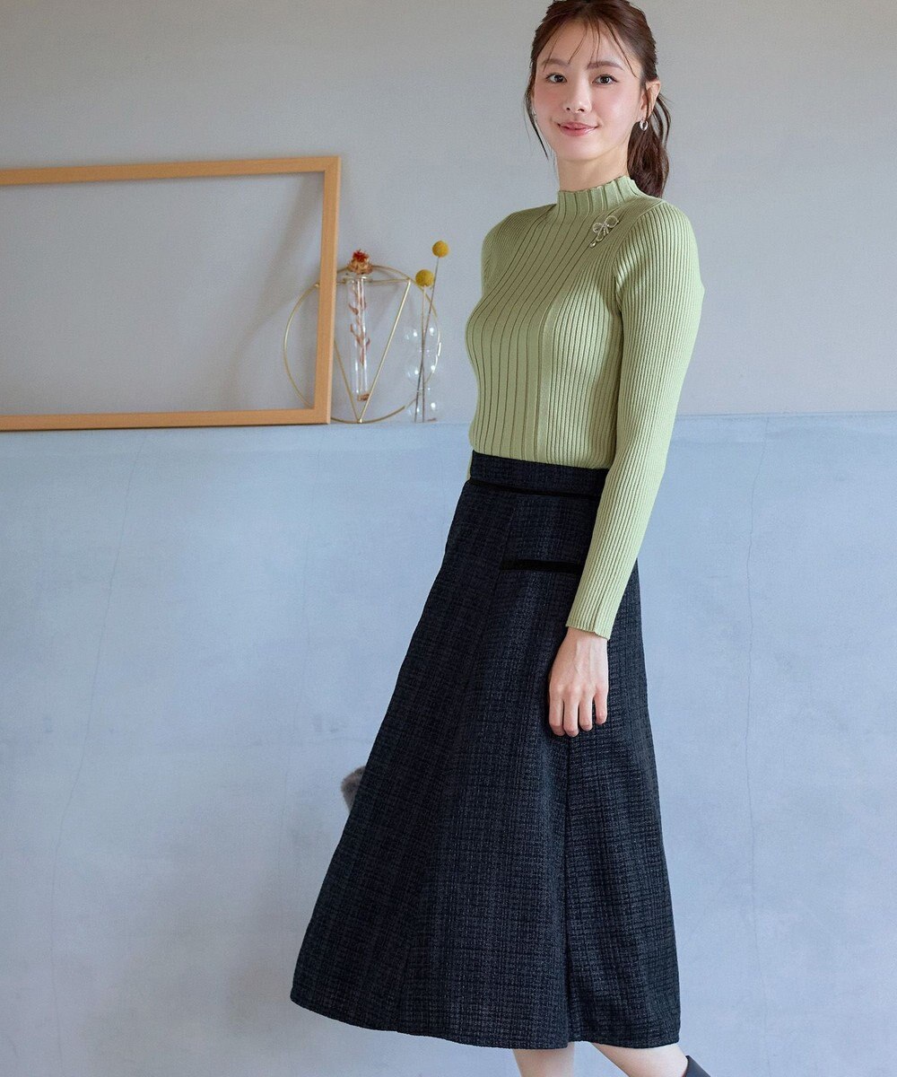 Tiaclasse L ベロアラインツイードスカート 