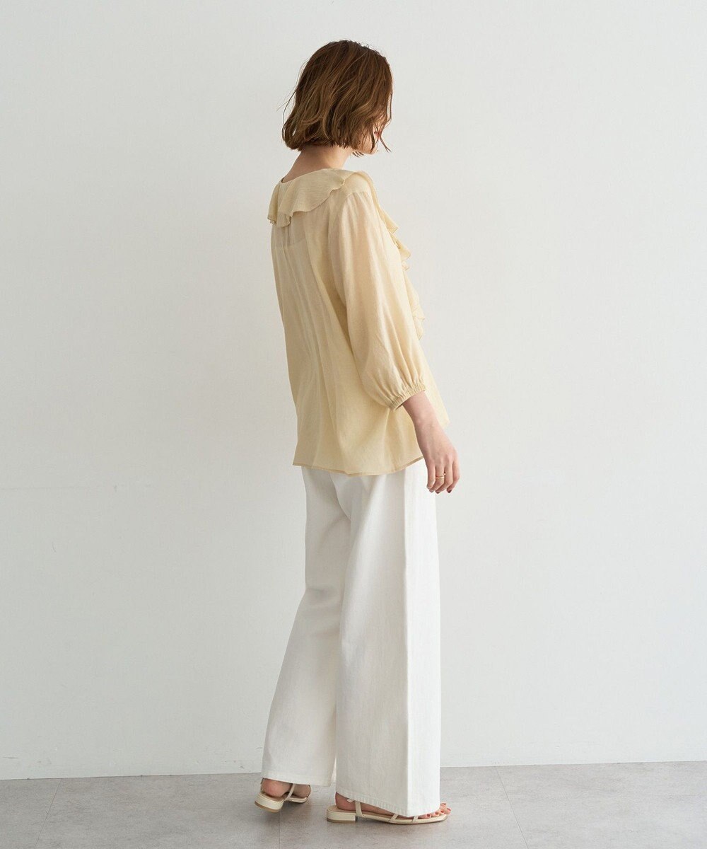YECCA VECCA ラッフルリボンシアーブラウス 