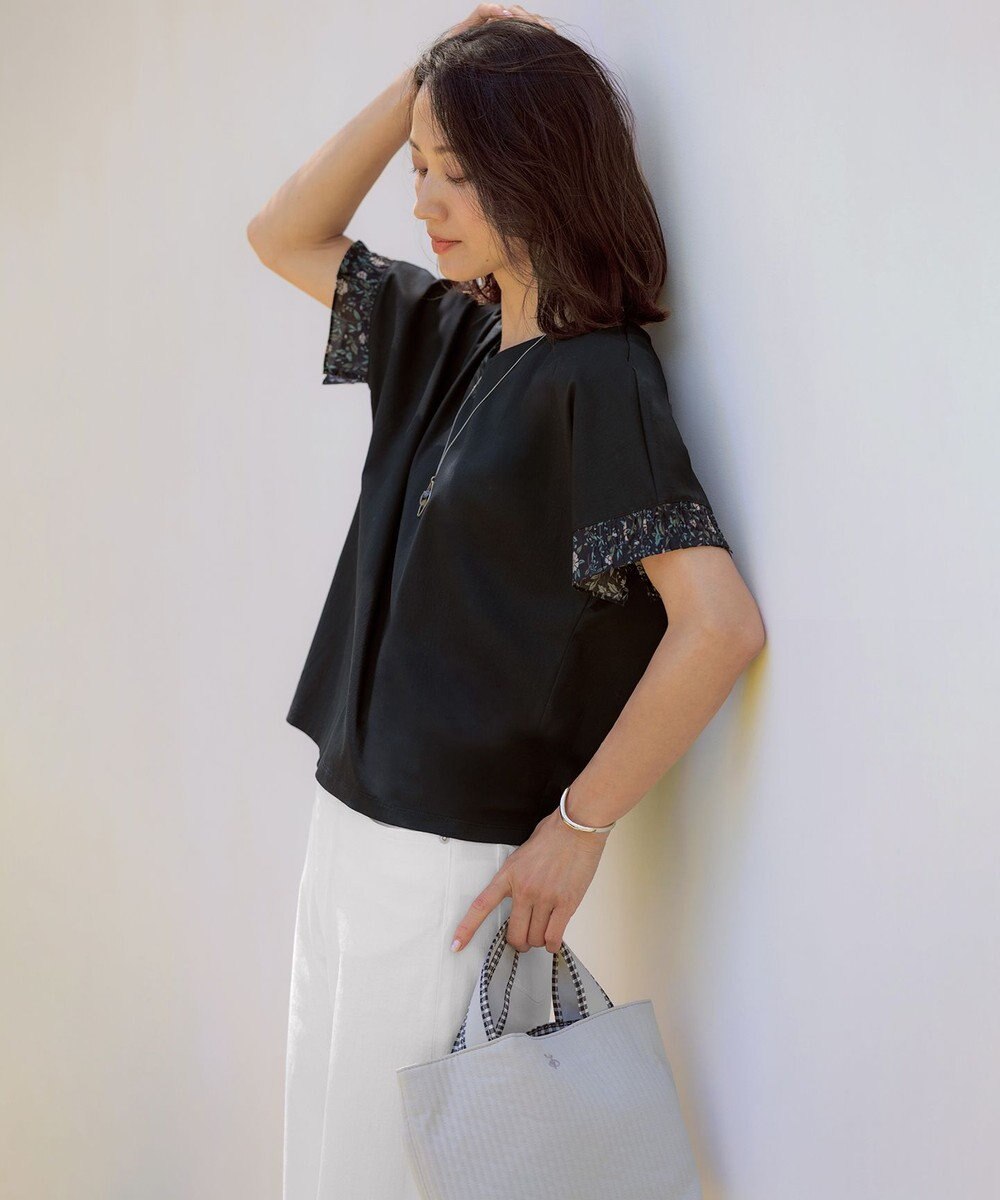 J.PRESS LADIES S 【一枚で着映え】LIBERTYコンビ 袖デザイン カットソー 