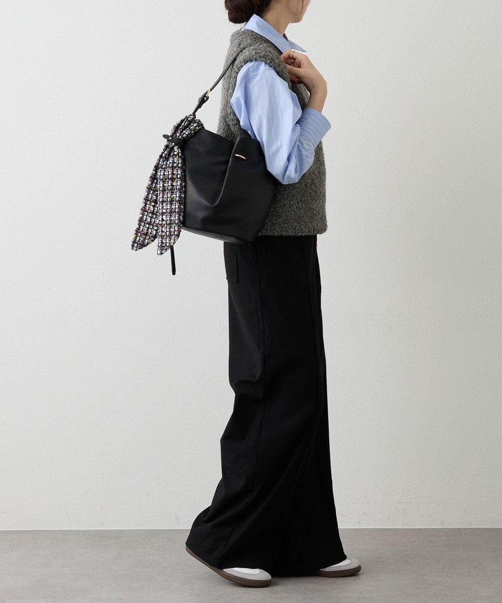 russet ツイードスカーフ付きレザー2WAYショルダーバッグ(CE-1632) 