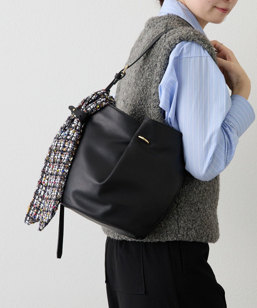 russet ツイードスカーフ付きレザー2WAYショルダーバッグ(CE-1632) 