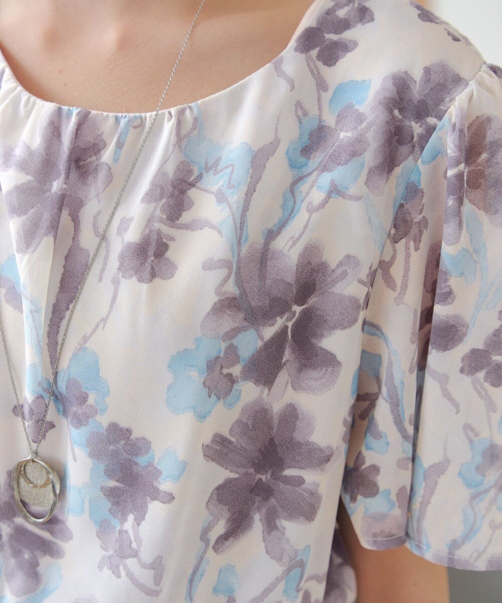 Tiaclasse 【小倉優子さん着用・洗える】大花柄シフォンワンピース 