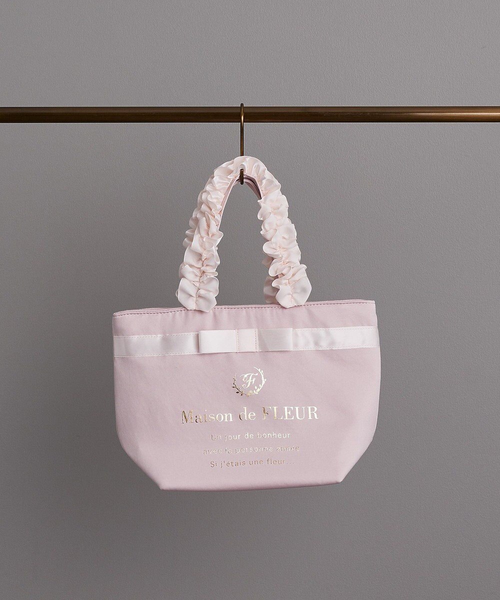 Maison de FLEUR ブランドロゴフリルハンドルトートSバッグ 