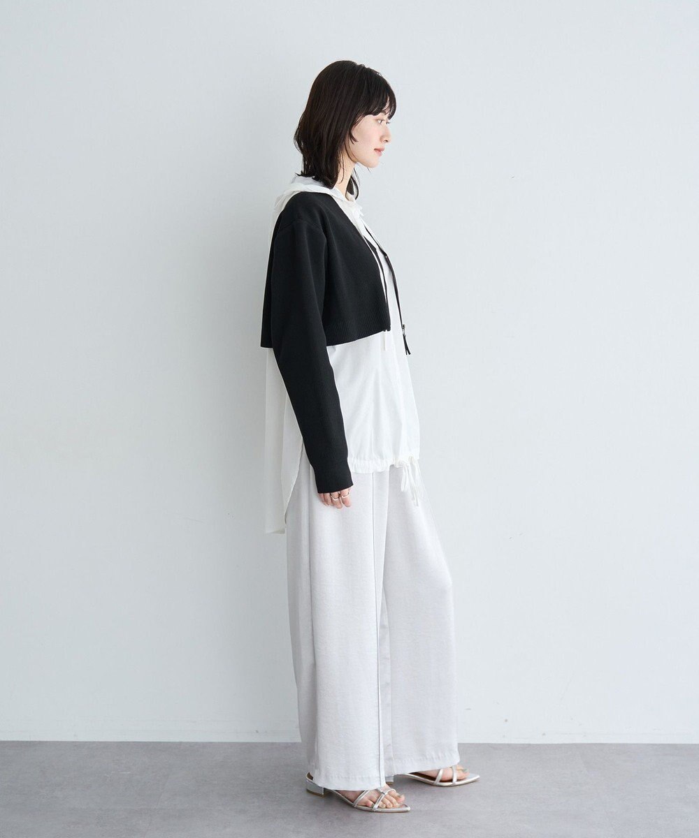 YECCA VECCA ZIPニットレイヤードフーディーシャツ 