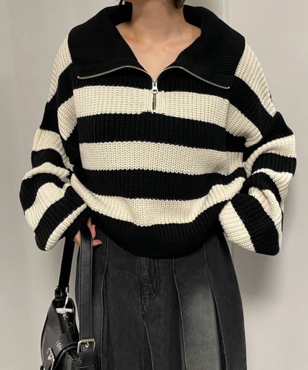 WEGO ハーフジップニットプルオーバー 