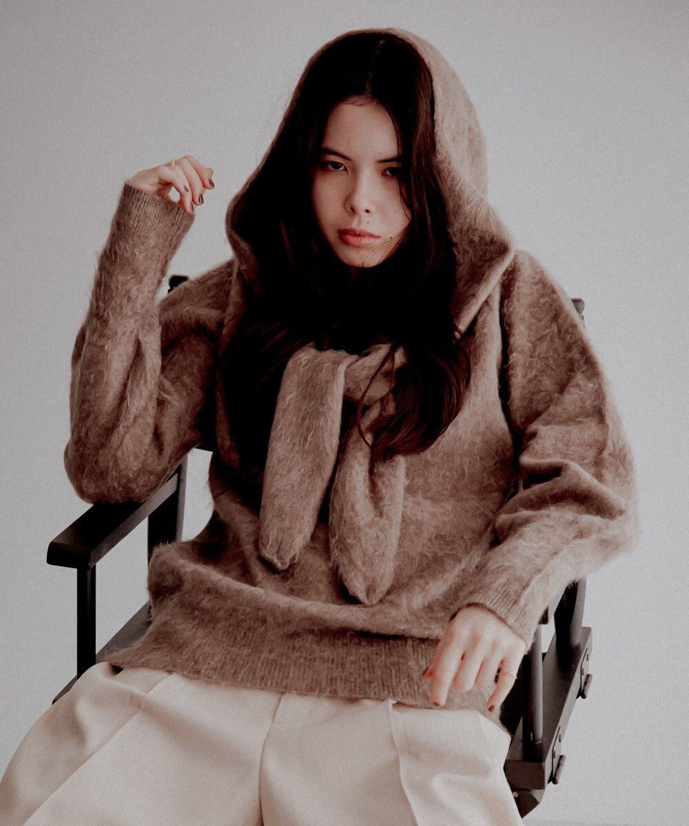 CRAFT STANDARD BOUTIQUE フードストール付きニットプルオーバー 