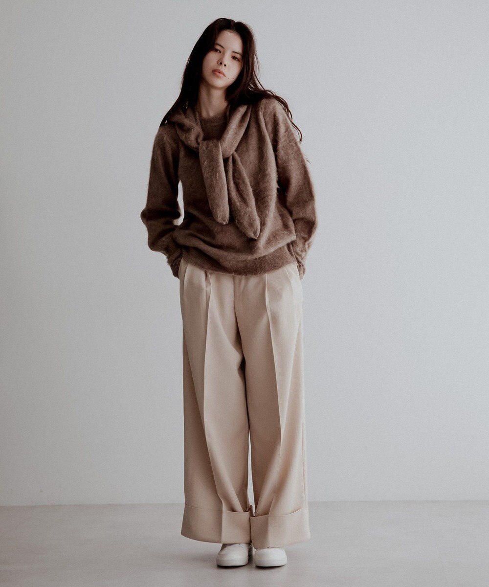 CRAFT STANDARD BOUTIQUE フードストール付きニットプルオーバー 