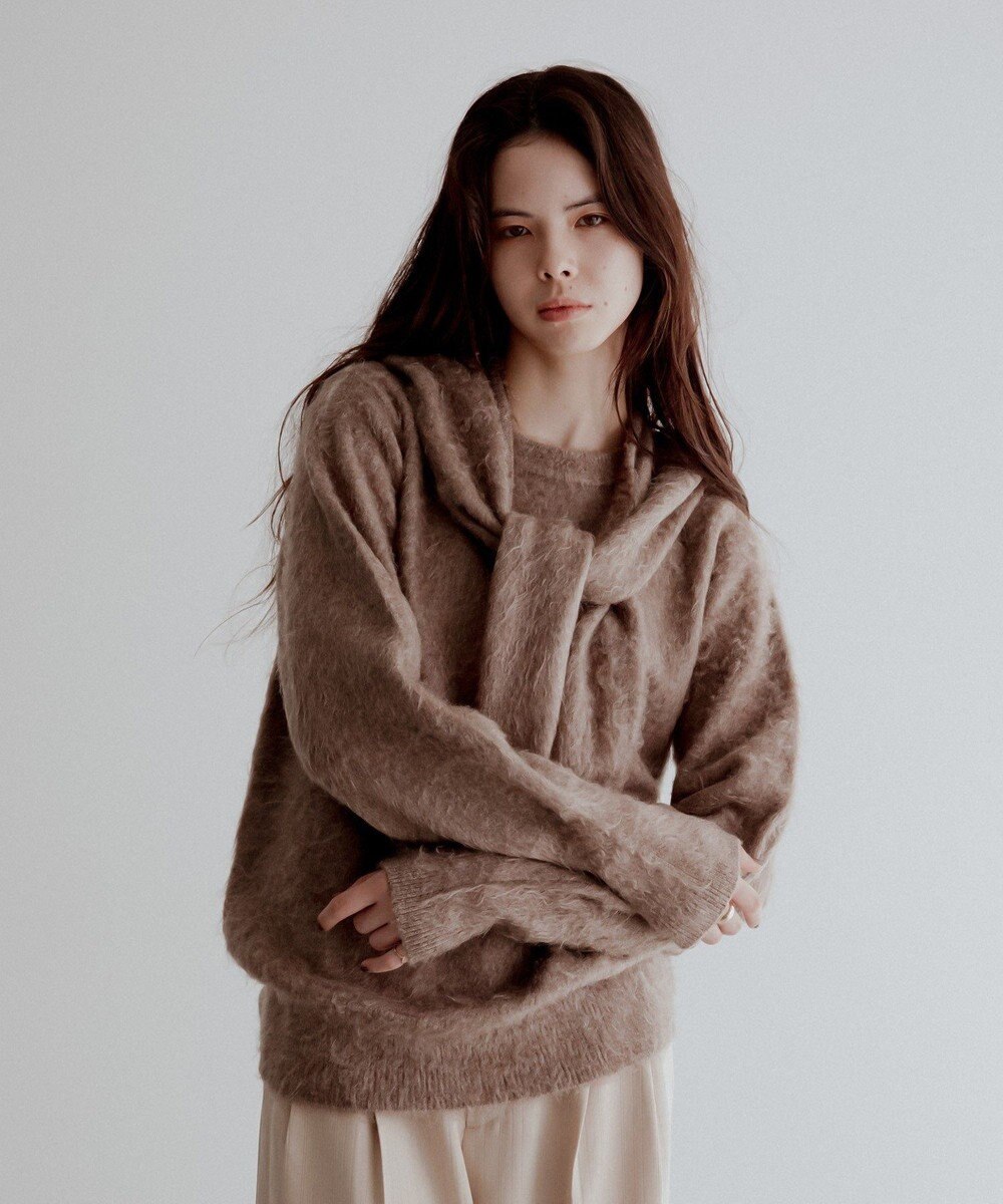 CRAFT STANDARD BOUTIQUE フードストール付きニットプルオーバー 