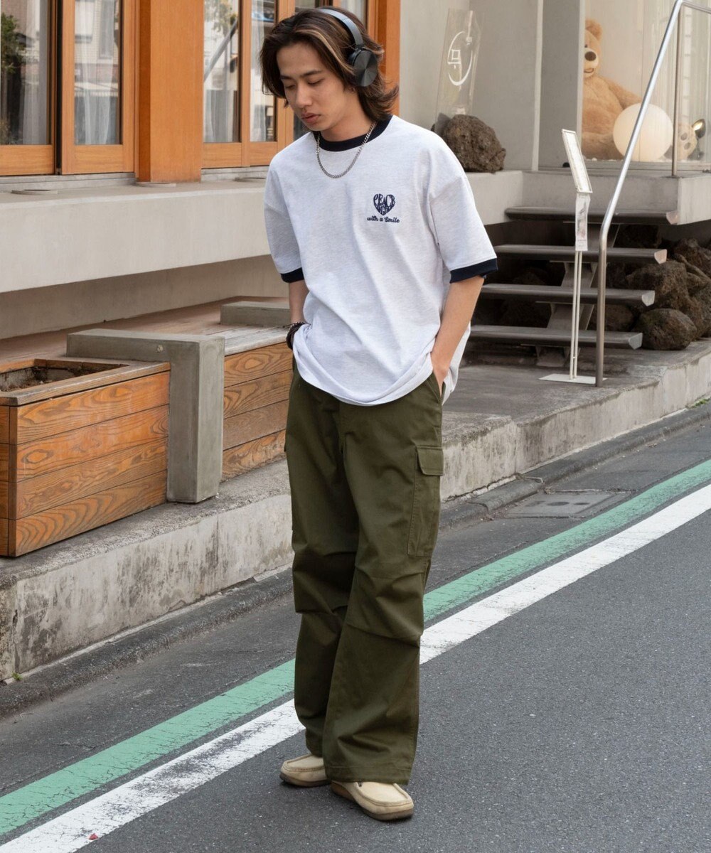 WEGO 【ユニセックス着用ITEM/MLサイズ展開】アクセ付きリンガーグラフィックT（SS） 