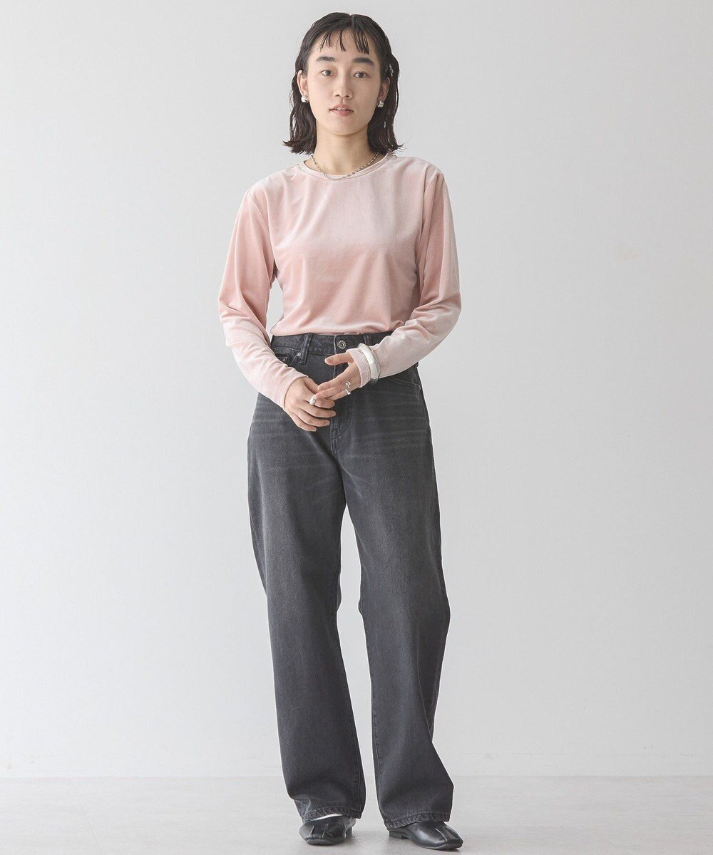 AMERICAN HOLIC ベロアクルーネックカットプルオーバー 