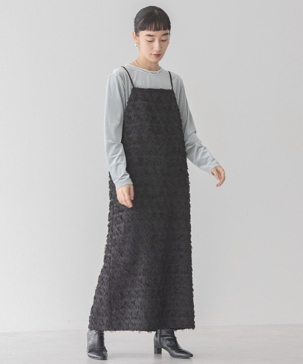 AMERICAN HOLIC ベロアクルーネックカットプルオーバー 