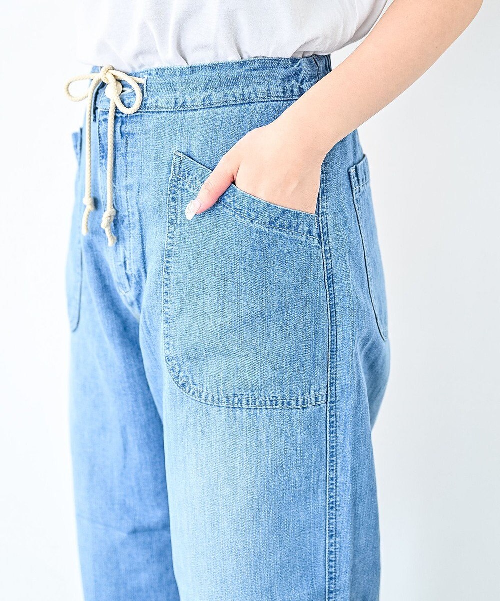 caqu FS linen easy wide リネンウエストゴムワイドストレート 