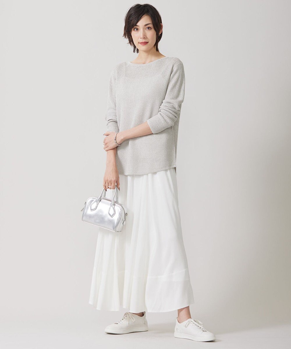 ICB 【洗える】 ペーパーブレンドシャインニット プルオーバー 