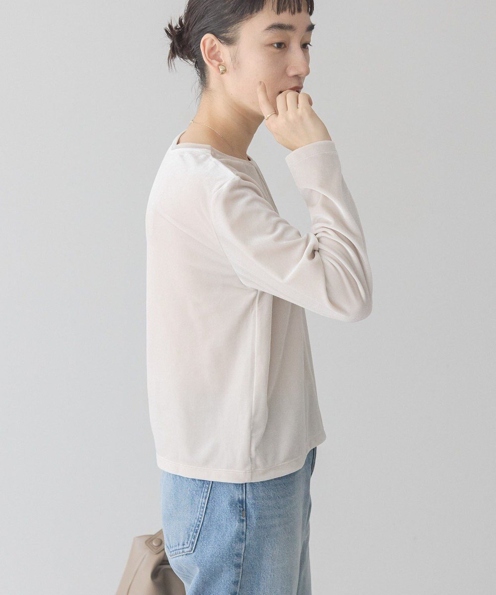 AMERICAN HOLIC ベロアクルーネックカットプルオーバー 