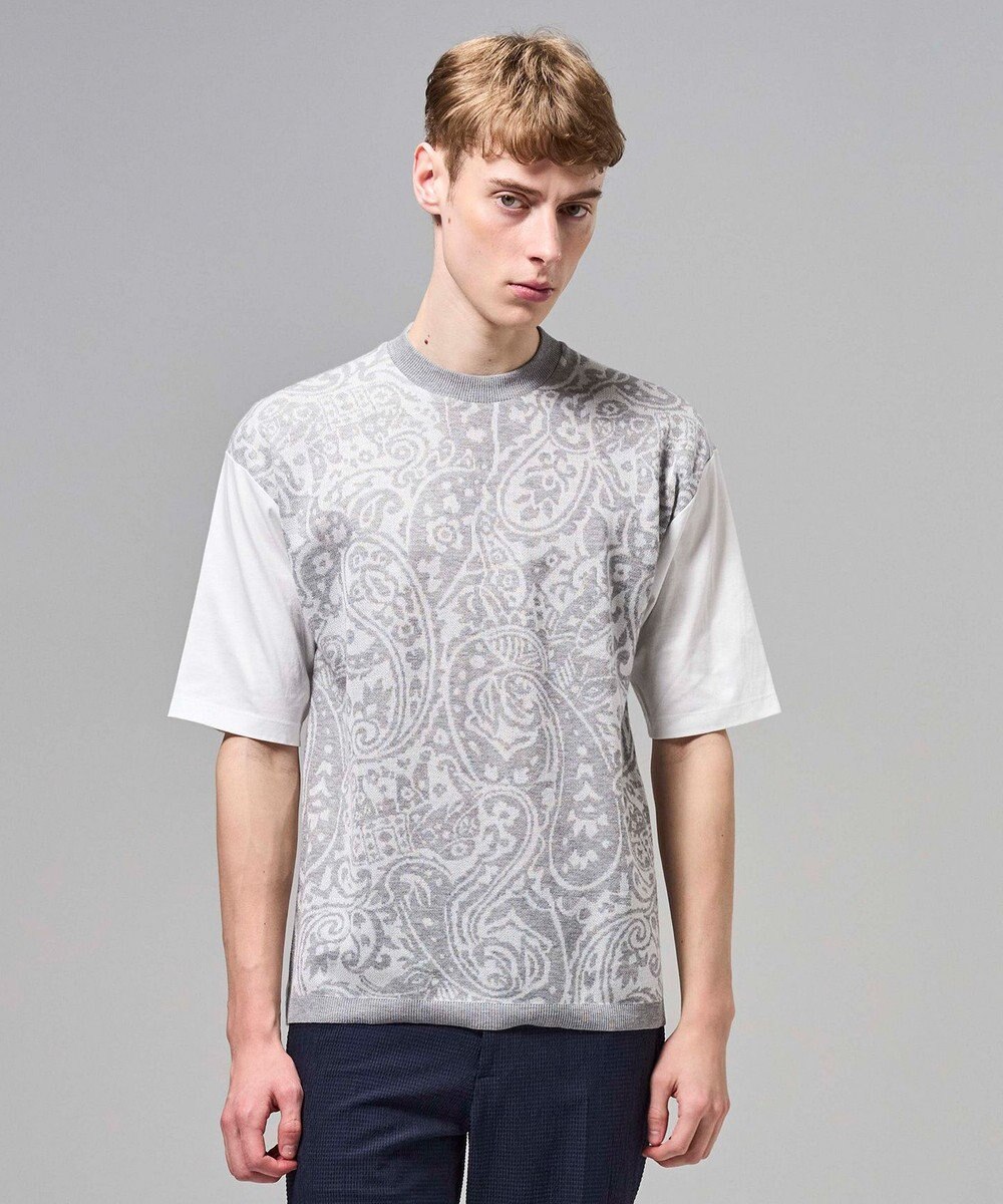 JOSEPH HOMME オリエンタルジャガードニットブロック　クルーネック半袖カットソー 