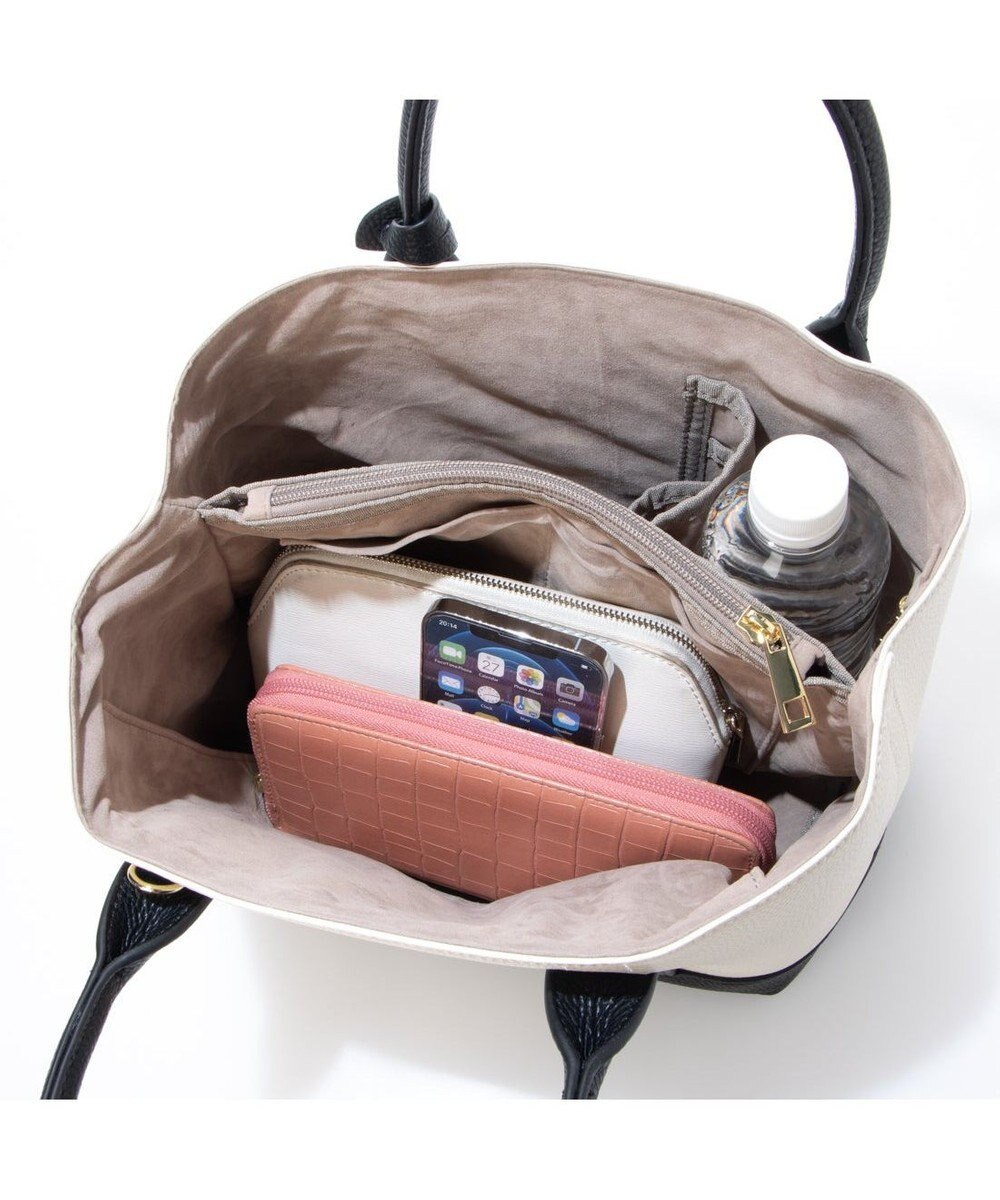 UNBILLION 【テレビ ドラマ着用アイテム】cachecache ショルダー付きパーテーション合成皮革トート 