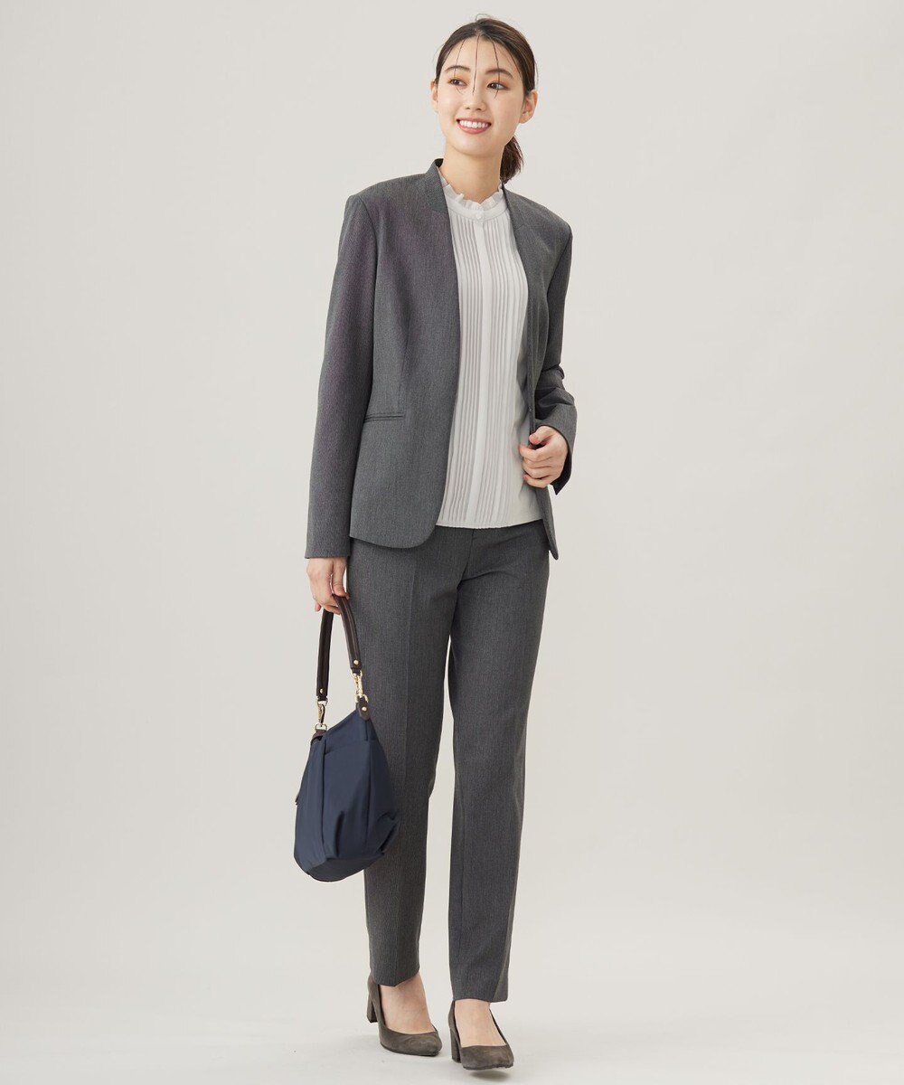 J.PRESS LADIES L プレーティングジャージー フリルネック カットソー 