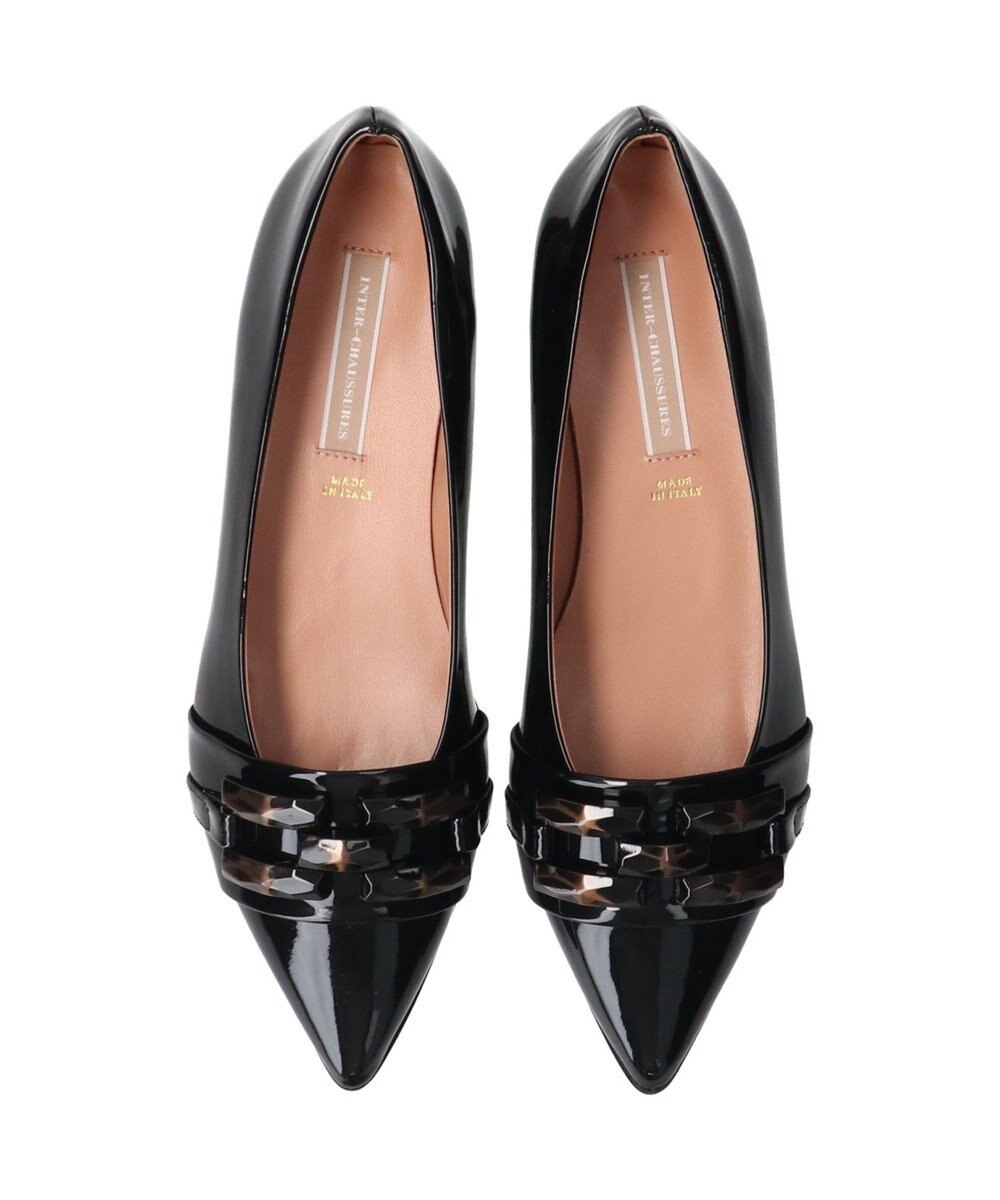 INTER-CHAUSSURES 【INTER-CHAUSSURES】ポインテッドローヒールバックルパンプス 
