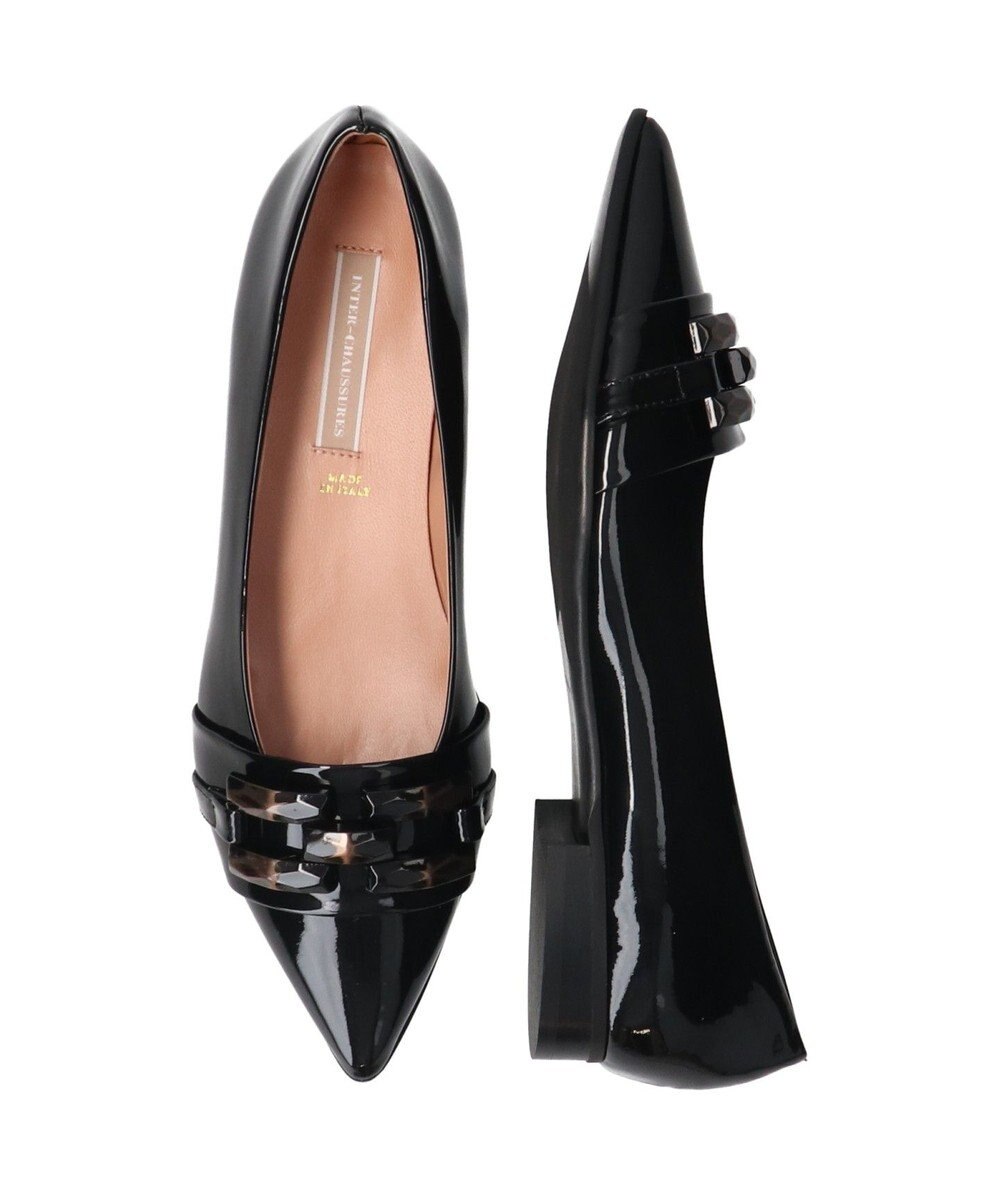 INTER-CHAUSSURES 【INTER-CHAUSSURES】ポインテッドローヒールバックルパンプス 