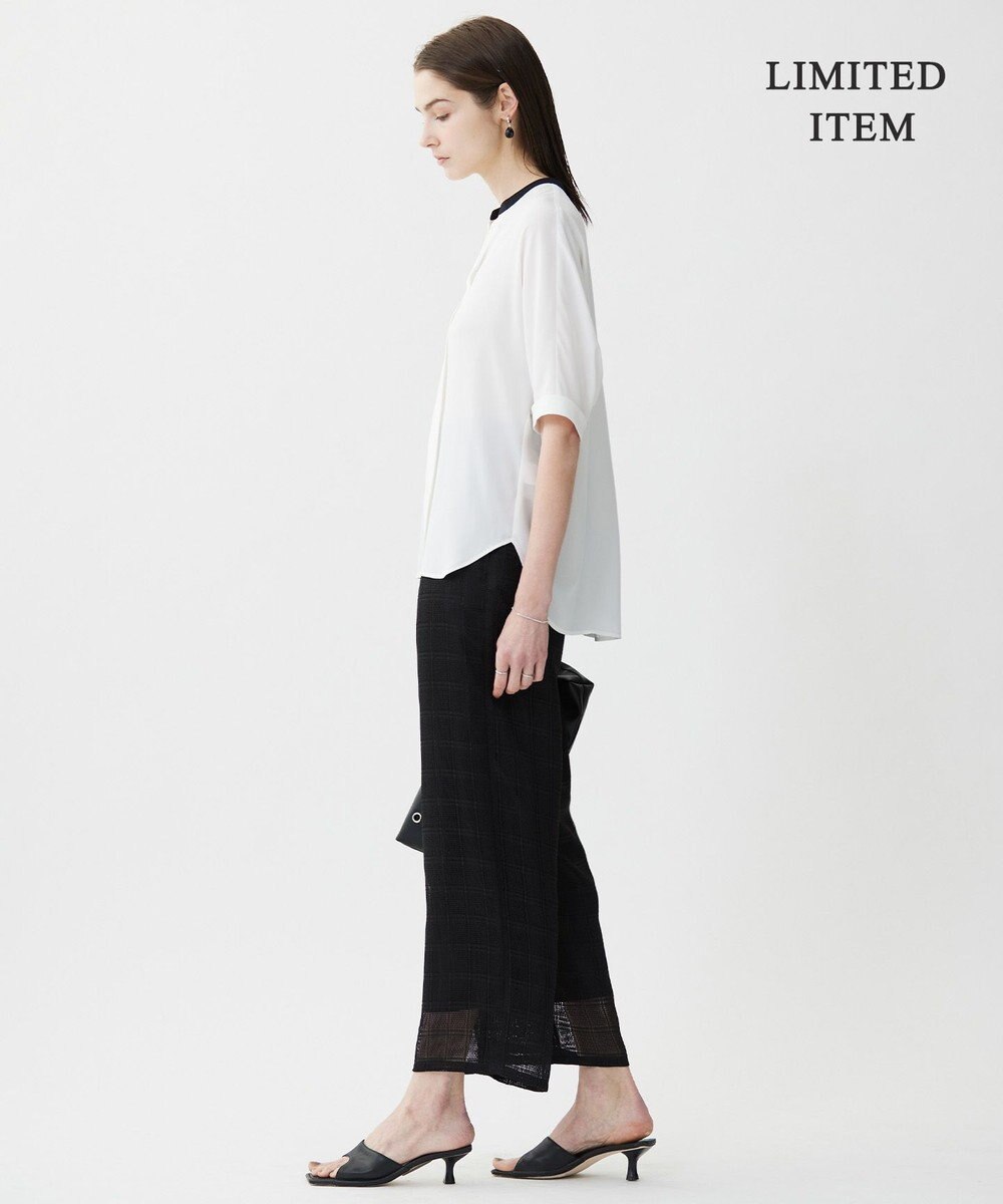 ICB 【人気のため新色追加・WEB限定・接触冷感・UVケア・速乾・洗える】BackSatinAmunzen 5分袖キーネックブラウス 