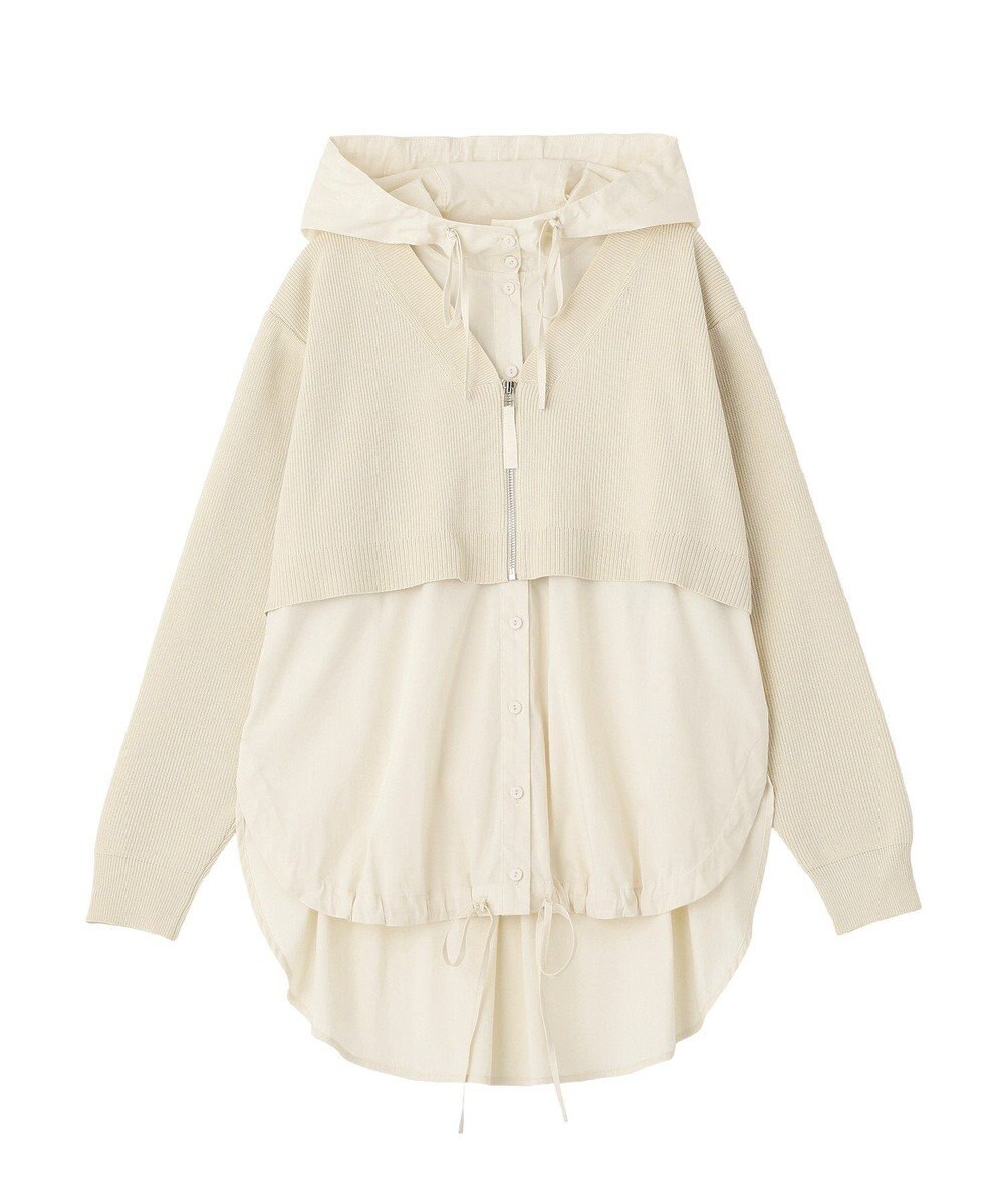 YECCA VECCA ZIPニットレイヤードフーディーシャツ 